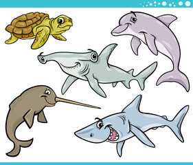 sea life animals set cartoon illustration © Igor Zakowski