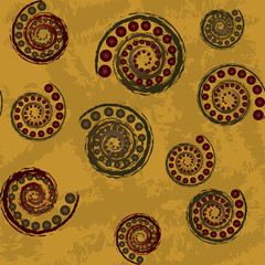Seamless astract background with spirals and spheres