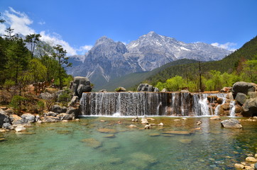 Waterfalls of Alpine Mountains