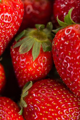 many red ripe strawberries.