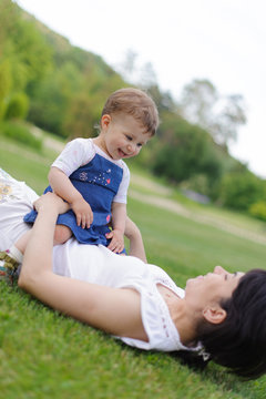 Smiling Girl with Mother