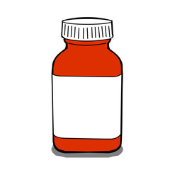 Medical brown bottle with white label