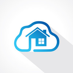 home icon in cloud shape design concept vector