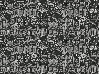 seamless doodle pet pattern