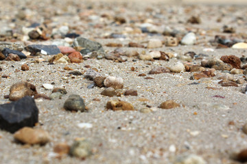 Natural sand and stone on the beach.
