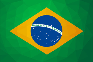 Obraz premium brazil flag over green background triangular pattern style vecto