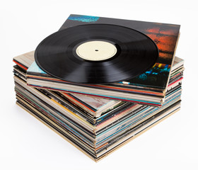 Fototapeta premium Vinyl records, isolated on white