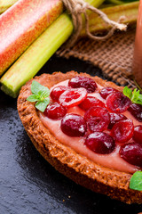 rhubarb tartelette with cranberry