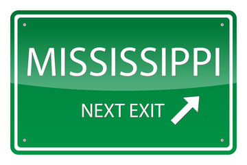 Green road sign, vector - Mississippi