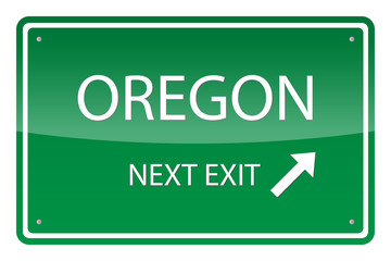 Green road sign, vector - Oregon