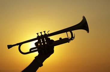 Silhouettes of trumpet