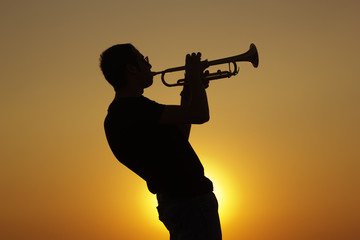 Trumpet Player Silhoutees