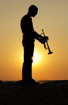 Trumpet Player Silhoutees