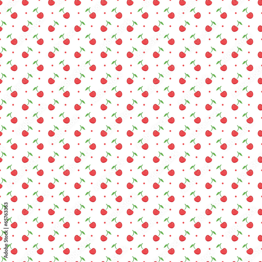 Poster seamless pattern with dots and cherries