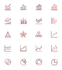 Diagrams, graphics and chatrs outline simple icon set