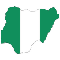 Vector map with the flag inside - Nigeria.