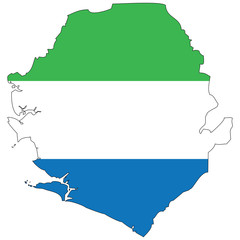 Vector map with the flag inside - Sierra Leone.