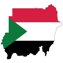 Vector map with the flag inside - Sudan.
