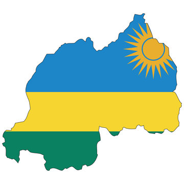 Vector map with the flag inside - Rwanda.