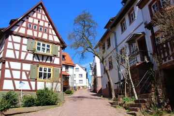 Fototapeta na wymiar Dilsberg, traditional German buildings