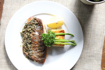 Sea bass steak