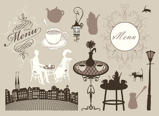 Obrazy na Plexi  zestaw elementów wystroju na temat kawiarni i restauracji