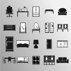 Vector of  Furniture icons on gray