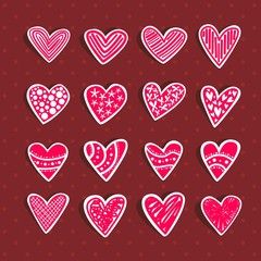 heart icon set, love vector