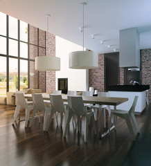 Modern loft Living room interior.