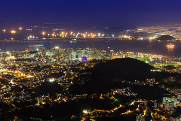 Night view of Centro, Lapa and Сathedral in Rio de Janeiro