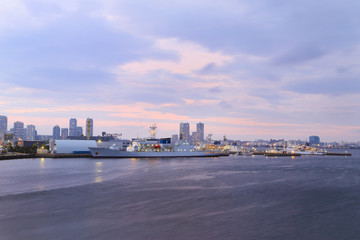 View of marina bay at night in Yokohama City