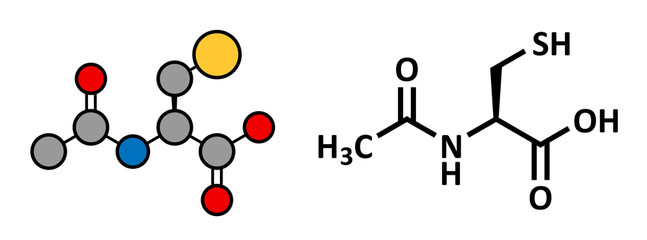 Acetylcysteine (NAC) mucolytic drug, chemical structure.