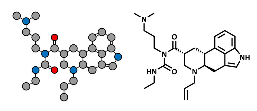 Cabergoline drug, chemical structure.