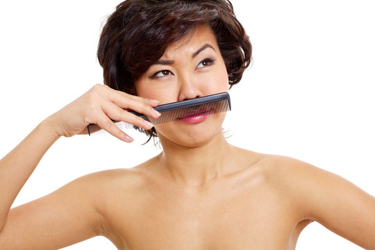 Girl With Fake Moustache