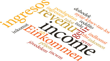 illustration of the word income in wordclouds
