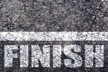 Finish line on asphalt