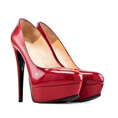 red female shoes with high heels