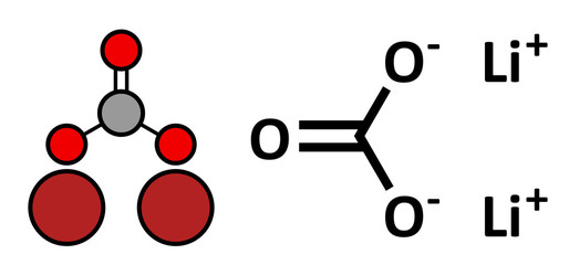 Lithium carbonate (Li2CO3) bipolar disorder drug.