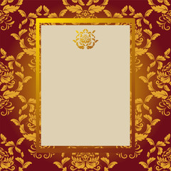 Invitation card with gold elements and with a place for an