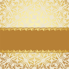 Invitation card with gold elements and with a place for an