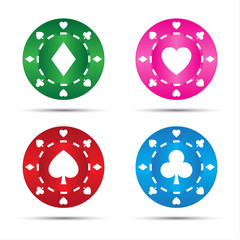 Simple colored poker chips, vector illustration