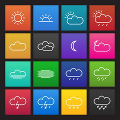 Colored simple weather icons, flat design