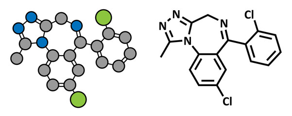 Triazolam insomnia drug (sleeping pill, benzodiazepine class)