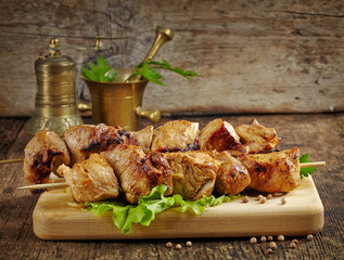 grilled pork meat kebab