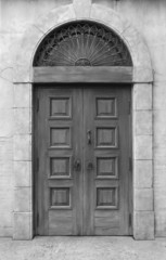 wooden door and wall