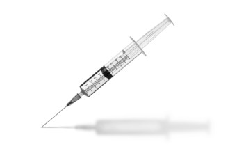 syringe with shadow isolated on white