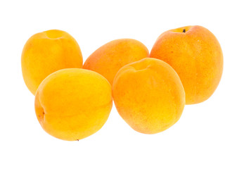 Ripe Apricots Isolated on White Background
