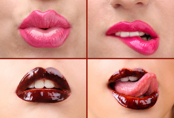Collage of female lips