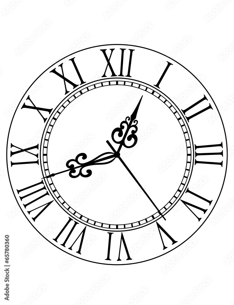 Poster old clock face with roman numerals