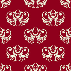 Maroon and white seamless floral pattern